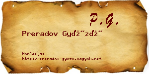 Preradov Győző névjegykártya